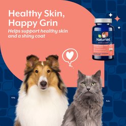 NaturVet Brewer's Dried Yeast with Omegas Chewable Tablets Skin & Coat Supplement for Cats & Dogs, 1000 count slide 2 of 6