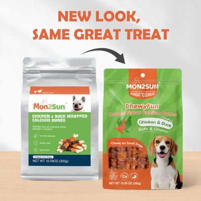 Show full view: MON2SUN Double Flavor Chicken & Duck Wrapped Calcium Bones 4-inch Dog Chew Treats, 15 count slide 3 of 12