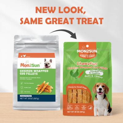 Show full view: MON2SUN Chicken Wrapped Cod Fillet 4-inch Dog Treats, 56 count slide 3 of 9