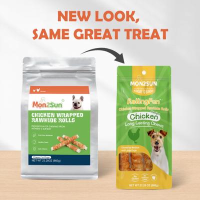 Show full view: MON2SUN Chicken Wrapped Rawhide Rolls 9-inch Dog Chew Treats, 6 count slide 3 of 12