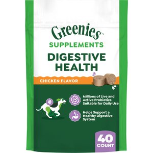 Greenies Digestive Health Chicken Flavored Soft Chew Digestive Supplement for Dogs, 40 count