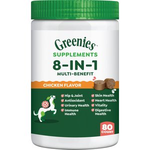 Greenies 8-in-1 Multi-Benefit Chicken Flavored Soft Chew Multivitamin for Dogs, 15.5-oz tub