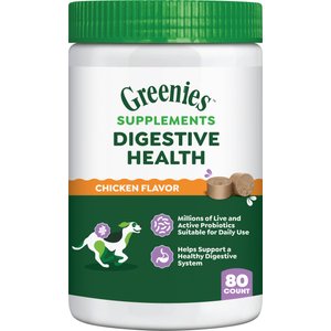 Greenies Digestive Health Chicken Flavored Soft Chew Digestive Supplement for Dogs, 80 count