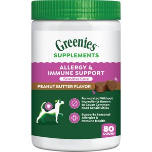 Greenies Allergy & Immune Support Sensitive Care Peanut Butter Flavor Supplement for Dogs, 80 count