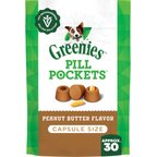 Greenies Pill Pockets Canine Real Peanut Butter Flavor Natural Dog Treats, Capsule Size, 30 count