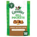 Greenies Pill Pockets Canine Real Peanut Butter Flavor Natural Dog Treats, Capsule Size, 30 count