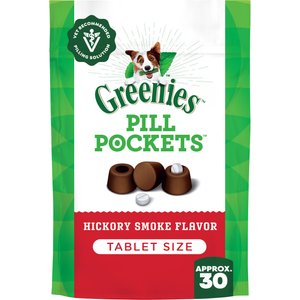 Greenies Pill Pockets Canine Hickory Smoke Flavor Natural Dog Treats, Tablet Size, 30 count