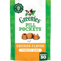 Greenies Pill Pockets Canine Chicken Flavor Natural Dog Treats, Tablet Size, 30 count