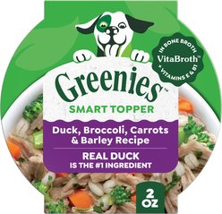 Greenies Smart Topper Duck, Broccoli, Carrots & Barley Recipe Wet Dog Food Topper, 2-oz tray, case of 10