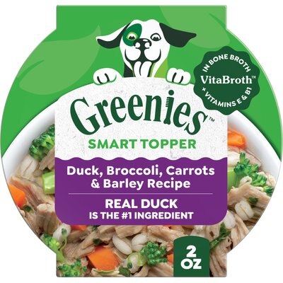 Greenies Greenies Smart Topper Duck, Broccoli, Carrots & Barley Recipe Wet Dog Food Topper, 2-oz tray, case of 10