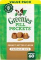 Greenies Pill Pockets Canine Real Peanut Butter Flavor Natural Dog Treats, Capsule Size, 60 count