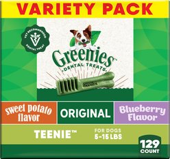 Greenies Natural Dental Care Teenie Size Sweet Potato Original Chicken & Blueberry Dental Dog Treats, 129 count