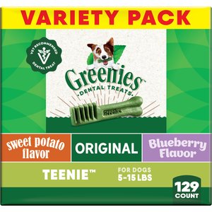 Greenies Natural Dental Care Teenie Size Sweet Potato Original Chicken & Blueberry Dental Dog Treats, 129 count