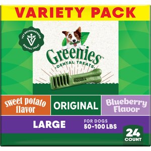 Greenies Natural Dental Care Large Size Sweet Potato Original Chicken & Blueberry Dental Dog Treats, 24 count