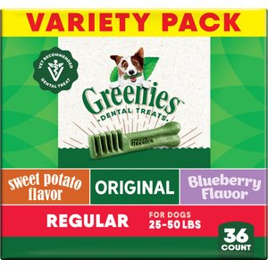 Greenies Natural Dental Care Regular Size Sweet Potato Original Chicken & Blueberry Dental Dog Treats, 36 count