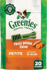 Greenies Petite Sweet Potato Natural Dental Dog Treats, 20 count