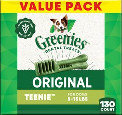 Greenies Teenie Natural Original Chicken Flavor Dental Dog Treats, 130 count