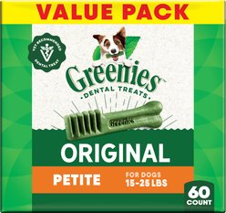 Greenies Petite Natural Original Chicken Flavor Dental Dog Treats, 60 count