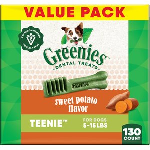 Greenies Teenie Sweet Potato Natural Small Dental Dog Treats, 130 count