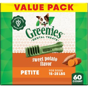 Greenies Petite Sweet Potato Natural Dental Dog Treats, 60 count