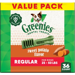 Greenies Regular Sweet Potato Natural Dental Dog Treats, 36 count