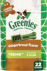 Greenies Teenie Gingerbread Flavor Dental Dog Treats, 22 count