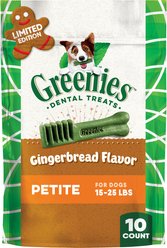 Greenies Petite Gingerbread Flavor Dental Dog Treats, 10 count