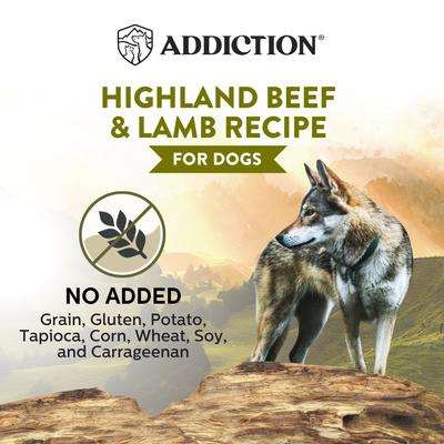 Show full view: Addiction Wild Islands Highland Adult Grain-Free Beef & Lamb Pate Canned Wet Dog Food, 6.5-oz can, case of 24 slide 5 of 10