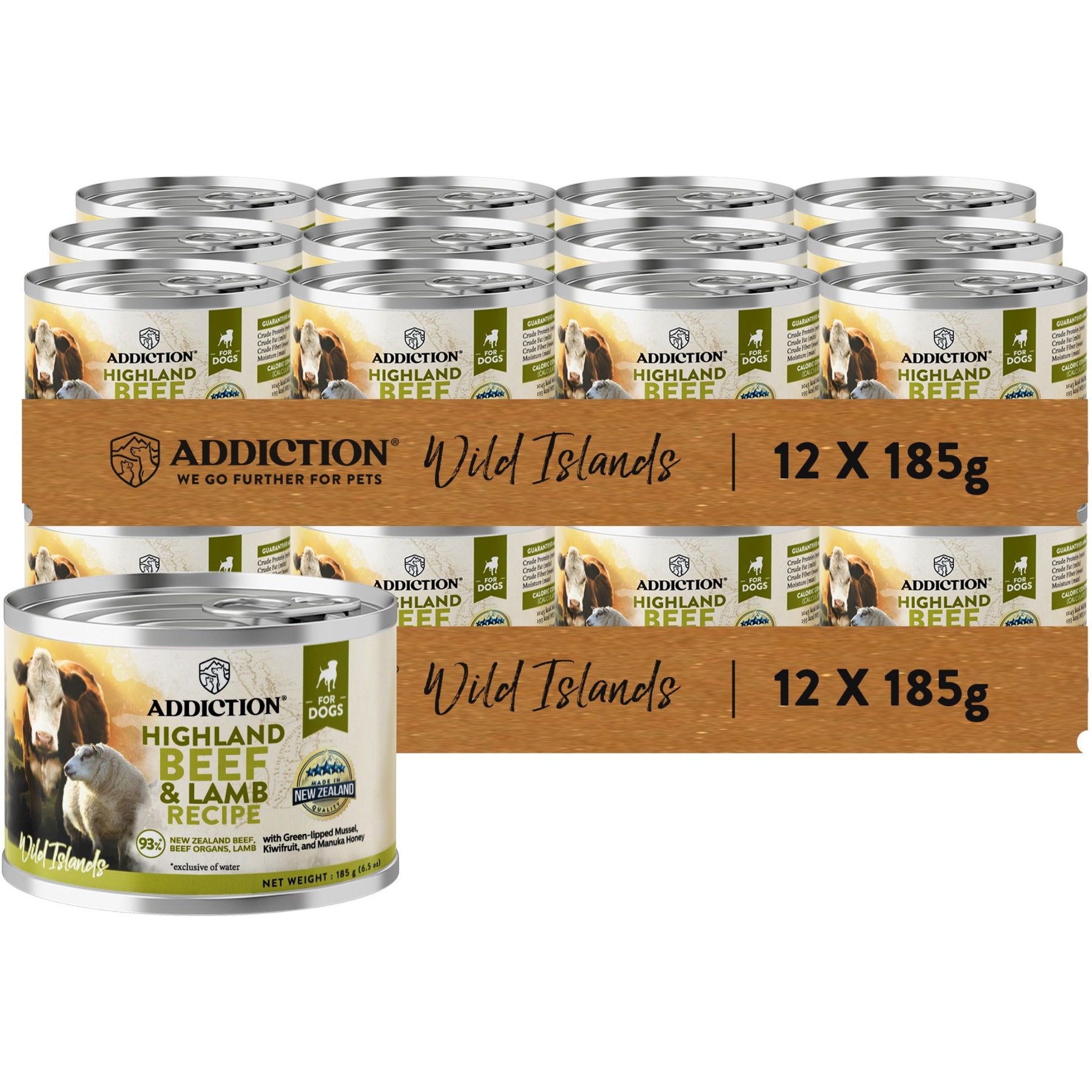 Addiction Wild Islands Highland Adult Grain-Free Beef & Lamb Pate Canned Wet Dog Food, 6.5-oz can, case of 24