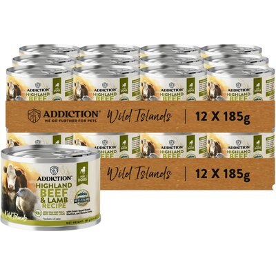 Addiction Addiction Wild Islands Highland Adult Grain-Free Beef & Lamb Pate Canned Wet Dog Food, 6.5-oz can, case of 24