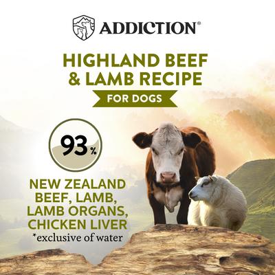 Show full view: Addiction Wild Islands Highland Adult Grain-Free Beef & Lamb Pate Canned Wet Dog Food, 6.5-oz can, case of 24 slide 3 of 10