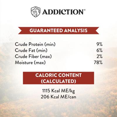 Show full view: Addiction Wild Islands New Zealand Adult Grain-Free Venison Pate Canned Wet Dog Food, 6.5-oz can, case of 24 slide 7 of 10