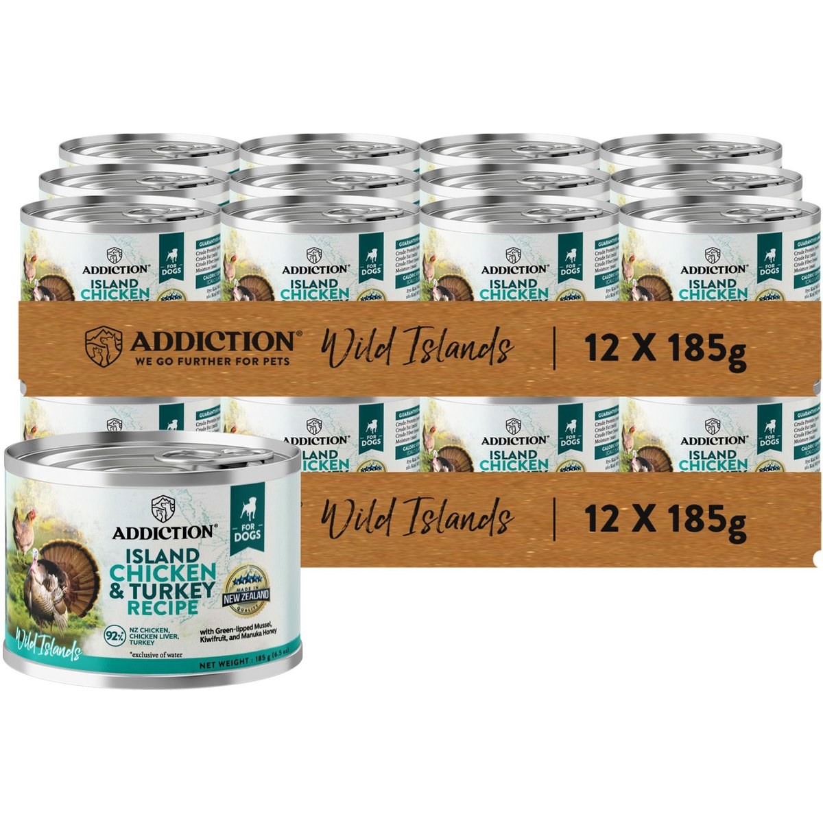 Addiction Wild Islands Island Adult Grain-Free Chicken & Turkey Pate Canned Wet Dog Food, 6.5-oz can, case of 24