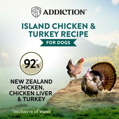 Show full view: Addiction Wild Islands Island Adult Grain-Free Chicken & Turkey Pate Canned Wet Dog Food, 6.5-oz can, case of 24 slide 3 of 10