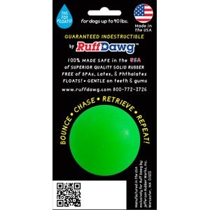 Ruff Dawg Ball Tough Dog Chew Toy, Green, 2.5-in