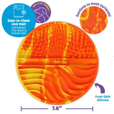 Show full view: Brightkins Tie Dye Round Non-Skid Silicone Dog Lick Mat, Multicolor, Medium slide 9 of 10