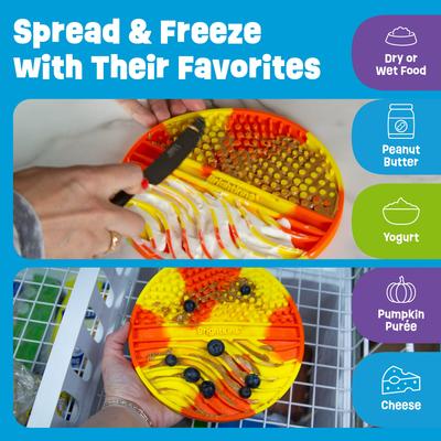 Show full view: Brightkins Tie Dye Round Non-Skid Silicone Dog Lick Mat, Multicolor, Medium slide 10 of 10