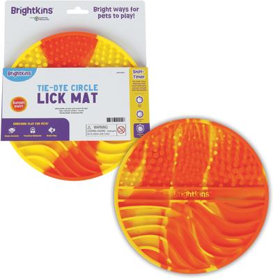 Show full view: Brightkins Tie Dye Round Non-Skid Silicone Dog Lick Mat, Multicolor, Medium slide 3 of 10