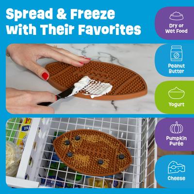 Show full view: Brightkins Football Non-Skid Silicone Dog Lick Mat, Multicolor, Medium slide 4 of 8