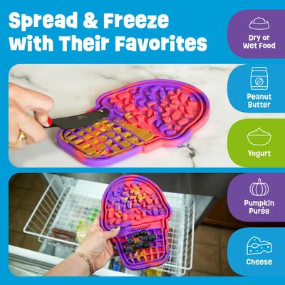 Show full view: Brightkins Tie Dye Ice Cream Non-Skid Silicone Dog Lick Mat, Multicolor, Medium slide 5 of 10