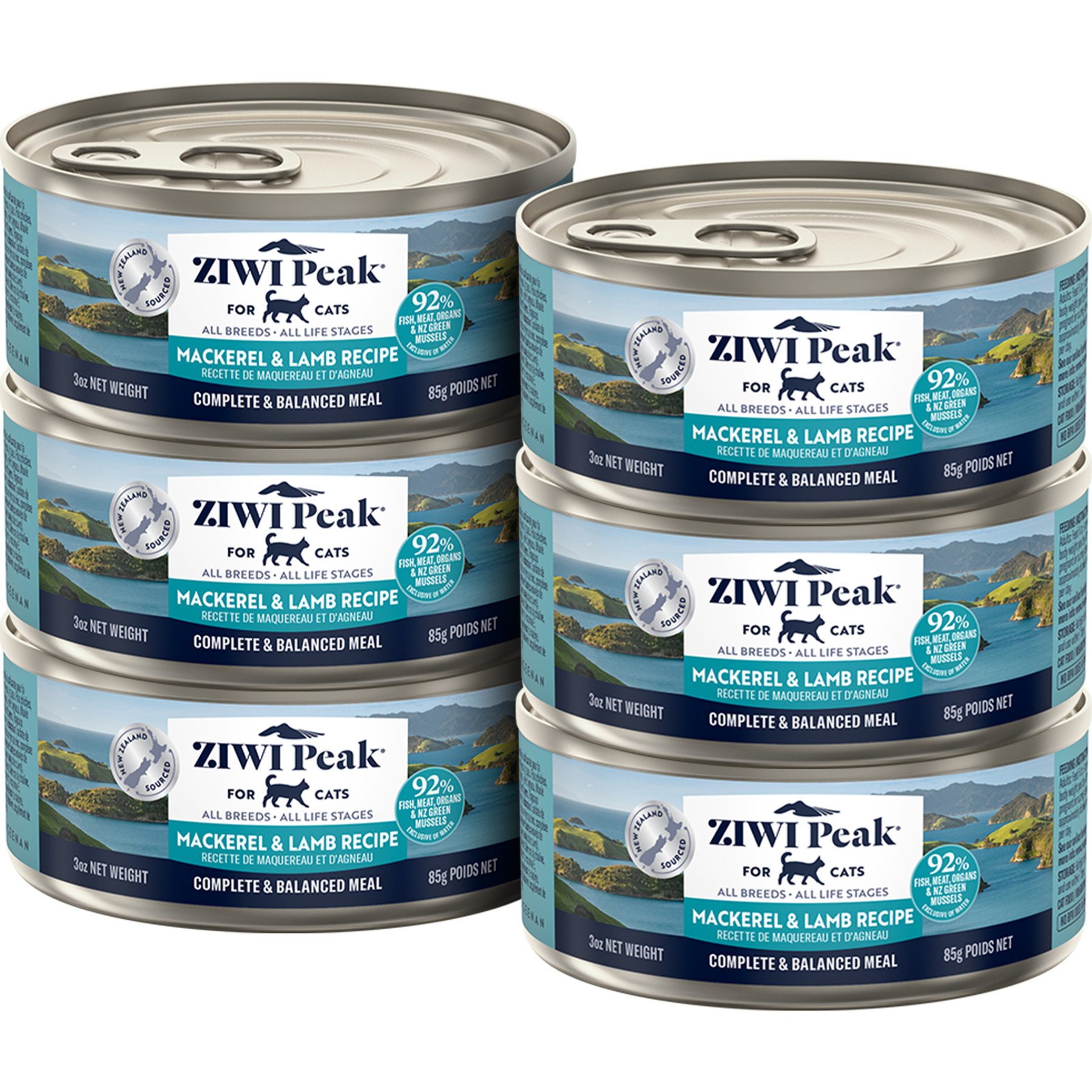 ZIWI Peak Mackerel & Lamb Recipe Canned Cat Food, 3-oz, case of 6
