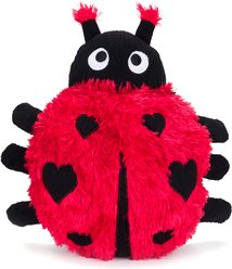 fabdog Fluffy Lady Bug Plush Dog Toy, Red/Black