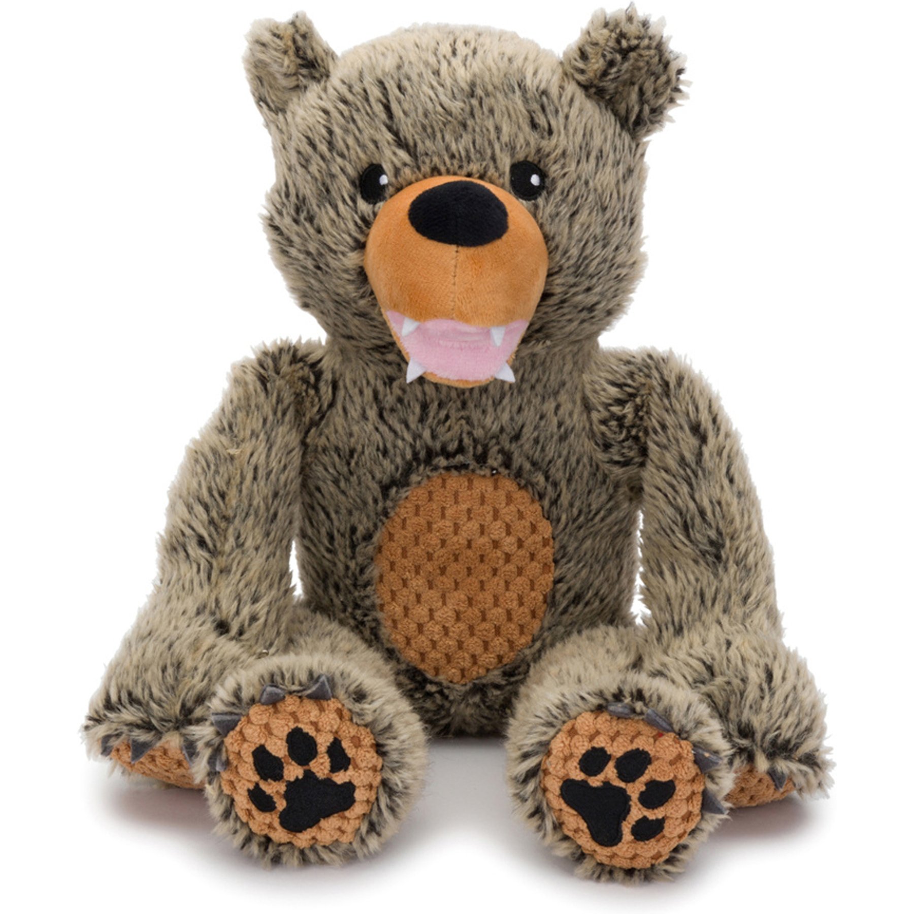 fabdog Floppy Grizzly Plush Dog Toy, Grey, Large