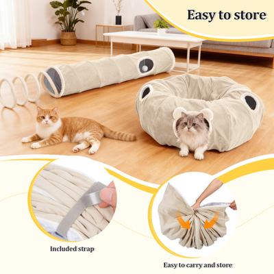 Show full view: Ownpets 2-in-1 Lollipop Shape Cat Tunnel Bed, Large, Beige slide 4 of 9