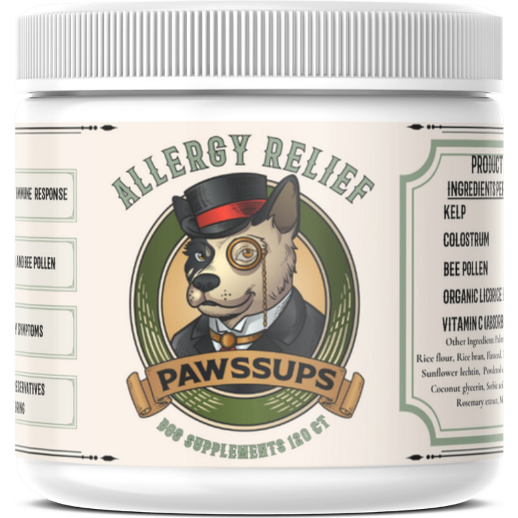 Pawssups Allergy Relief Chew Supplement for Dogs, 12 count jar