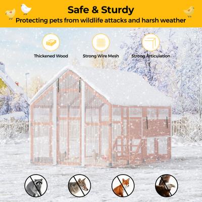 Show full view: Coziwow Outdoor Run Wooden Chicken Coop with Nesting Boxes, Large: 107-in, Orange slide 8 of 10