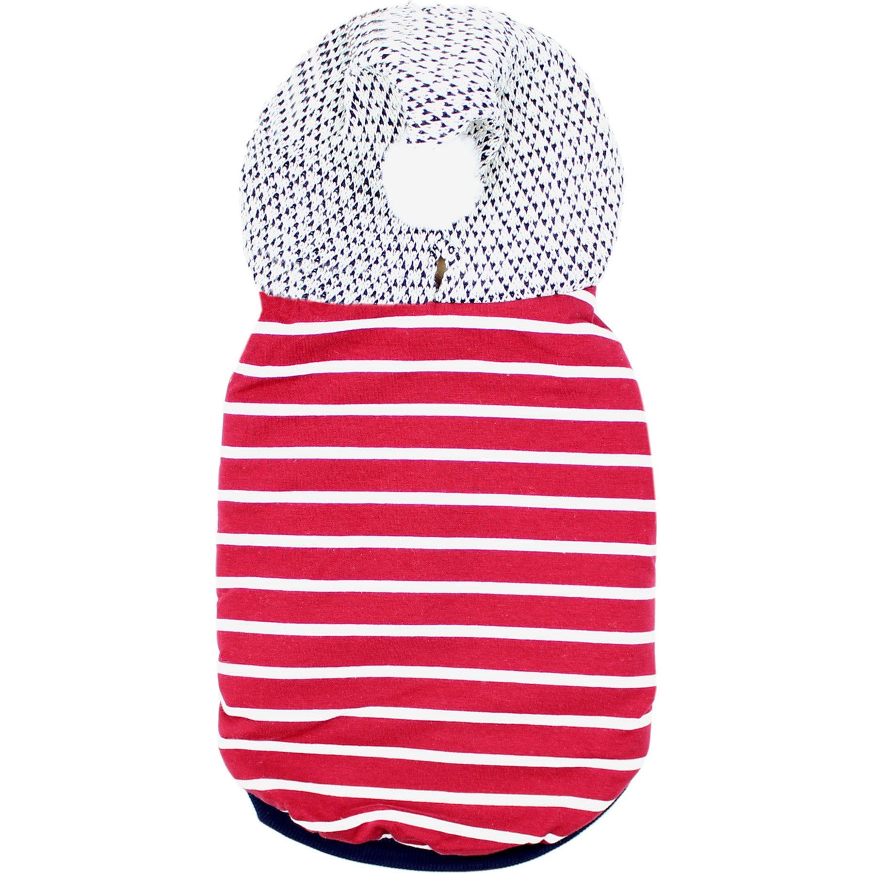 Parisian Pet Striped Pom Pom Hoodie Red Cozy Striped Dog Sweatshirt with Playful Poms, XXX-Large