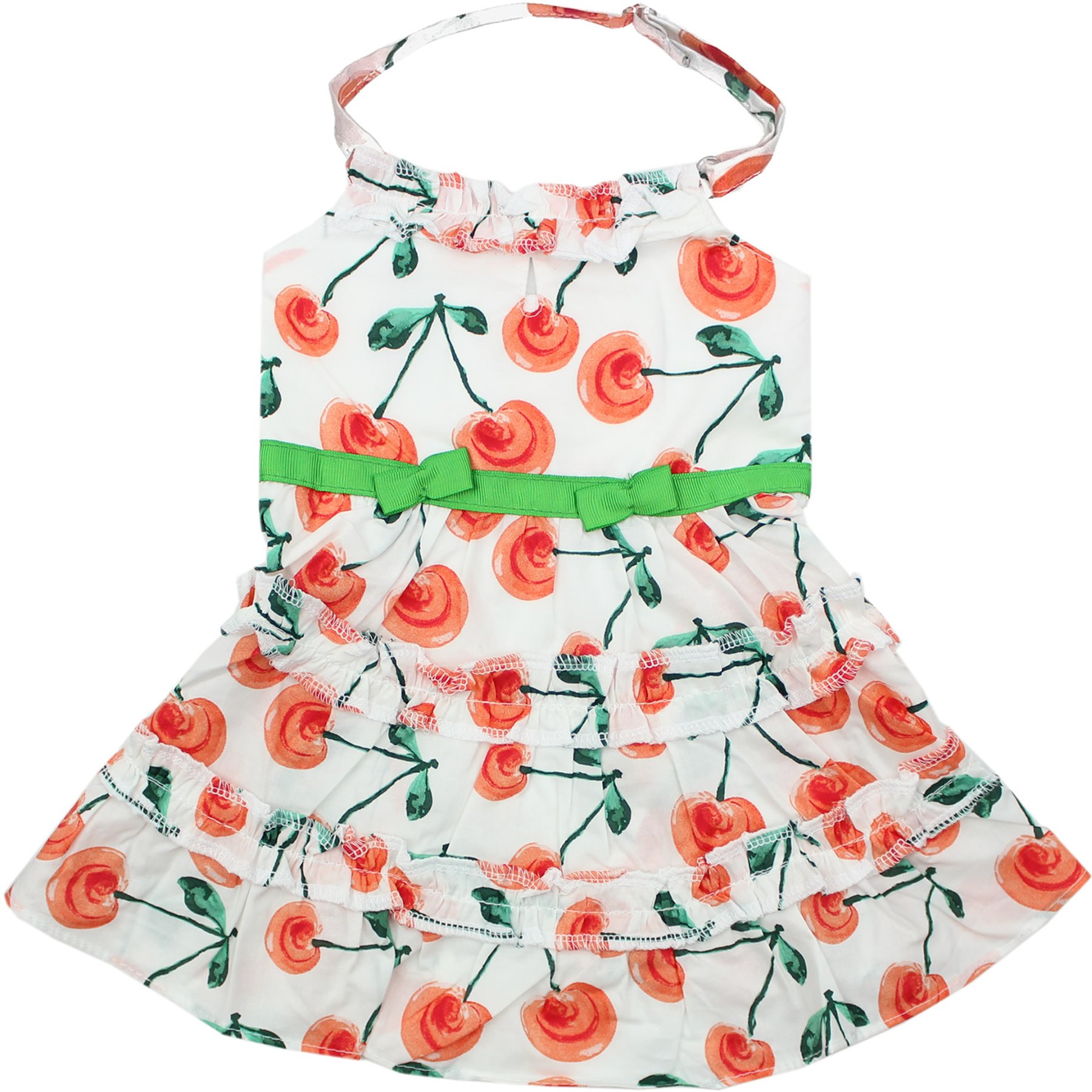 Parisian Pet Poppies Boho Dress Floral Tiered Summer Dog Outfit, Red, Large