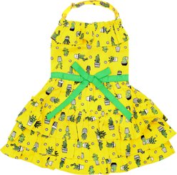 Parisian Pet Cactus Tiered Dress Succulent Print Dog Sundress, Green, Medium