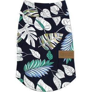 Parisian Pet Palm Leaves Camp Shirt Tropical Cotton Dog & Cat Tee, X-Large